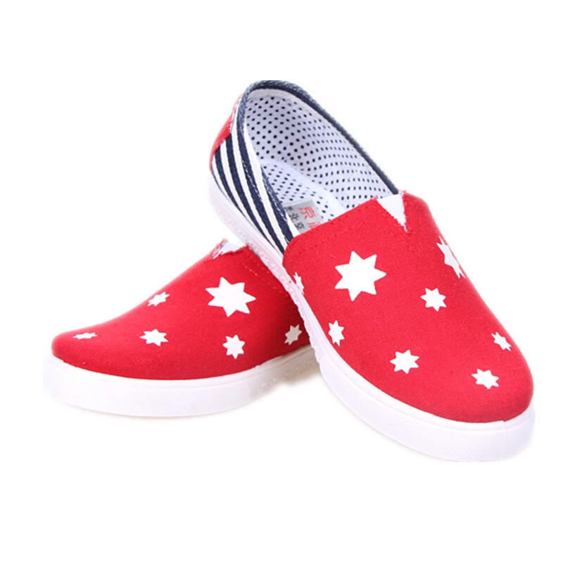 Giày Lười Hàn Quốc họa tiết ngôi sao màu đỏ S-GL20