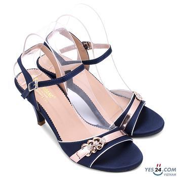 Giày sandal cao gót Huy Hoàng màu xanh HH7064