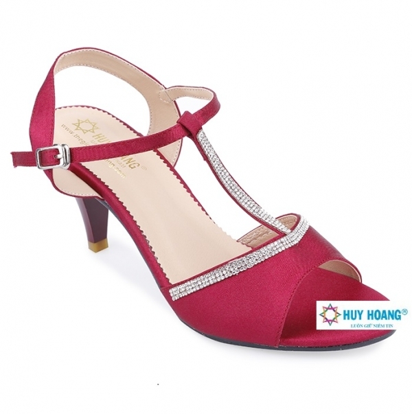 Giày sandal cao gót Huy Hoàng màu đỏ HH7055