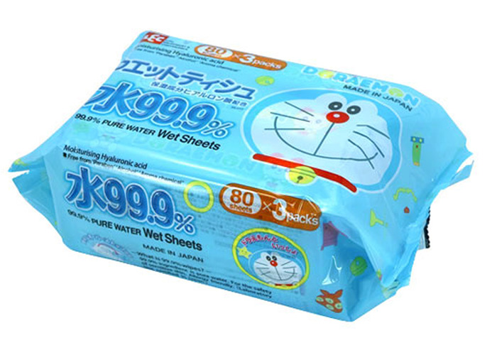 Giấy ướt LEC nước tinh khiết 99,9% Doraemon SS277 80 tờ x 3 gói