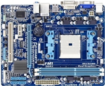 Bo mạch chủ - Mainboard Gigabyte GA-A55M-DS2 (rev 1.1) - Socket FM1, AMD A55, 2 x DIMM, Max 64GB, DDR3