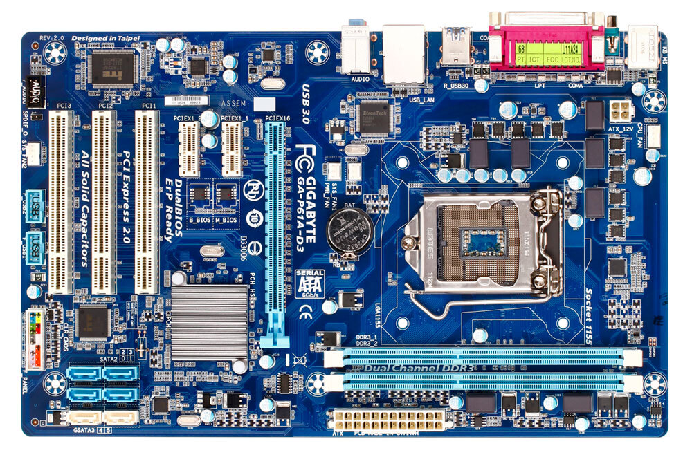 Bo mạch chủ - Mainboard Gigabyte GA-P61A-D3 (rev. 2.0) - Socket 1155, Intel H61, 2 x DIMM,Max 16GB, DDR3