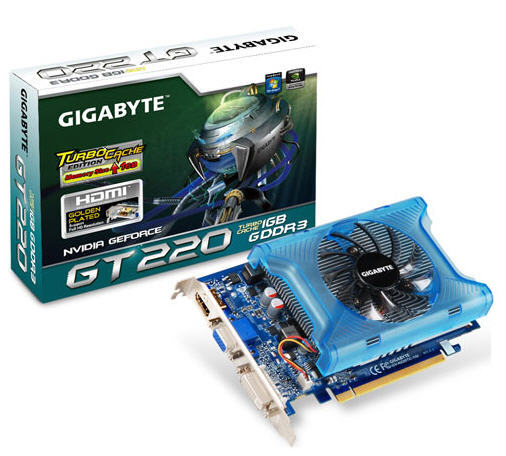 Card đồ họa (VGA Card) Gigabyte GV-N220TC-1GI - GeForce GT220, GDDR3, 1GB, 	128 bit, PCI-E 2.0