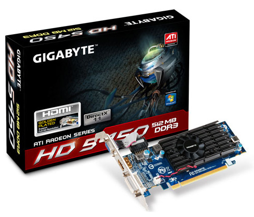 Card đồ họa (VGA Card) Gigabyte GV-R545OC-512I - ATI Radeon HD 5450, 512MB, GDDR3, 64-bit, PCI Express 16x 2.1