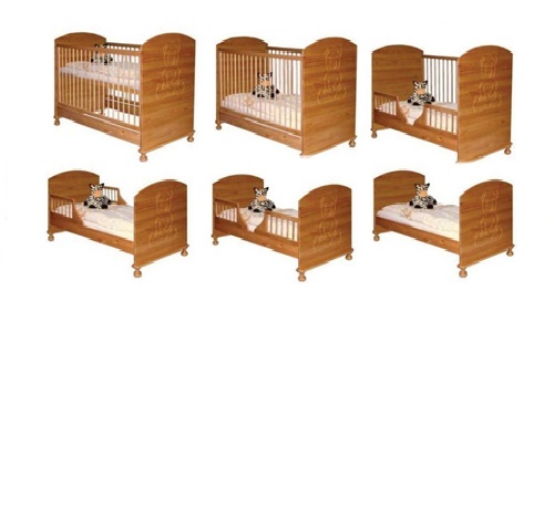 Giường cũi trẻ em xuất khẩu TEDDY đầu kín 1m4x80 9 in 1 - cũi gỗ sồi nguyên khối
