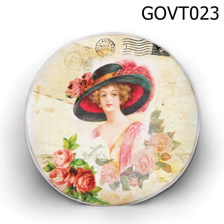 Gối tròn Cô gái đội nón Souvenir - GOVT023