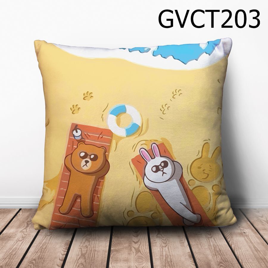 Gối vuông Gấu Thỏ tắm nắng - GVCT203