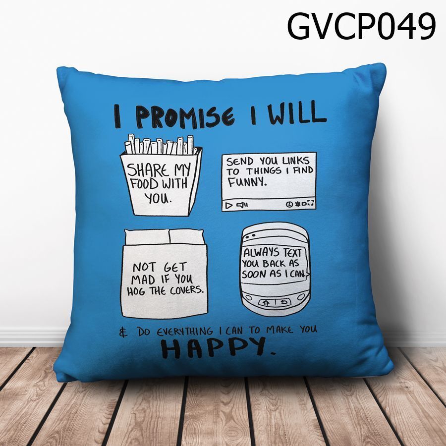 Gối vuông I promise I will xanh - GVCP049