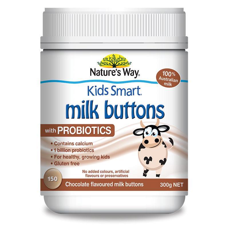 Viên nhai sữa tươi Nature's Way Kids Smart Milk Buttons with Probiotic...