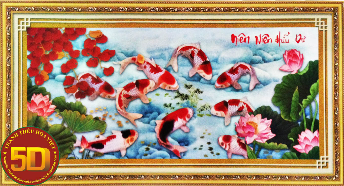 tranh thêu chữ thập niên niên hữu dư DLH-222811 