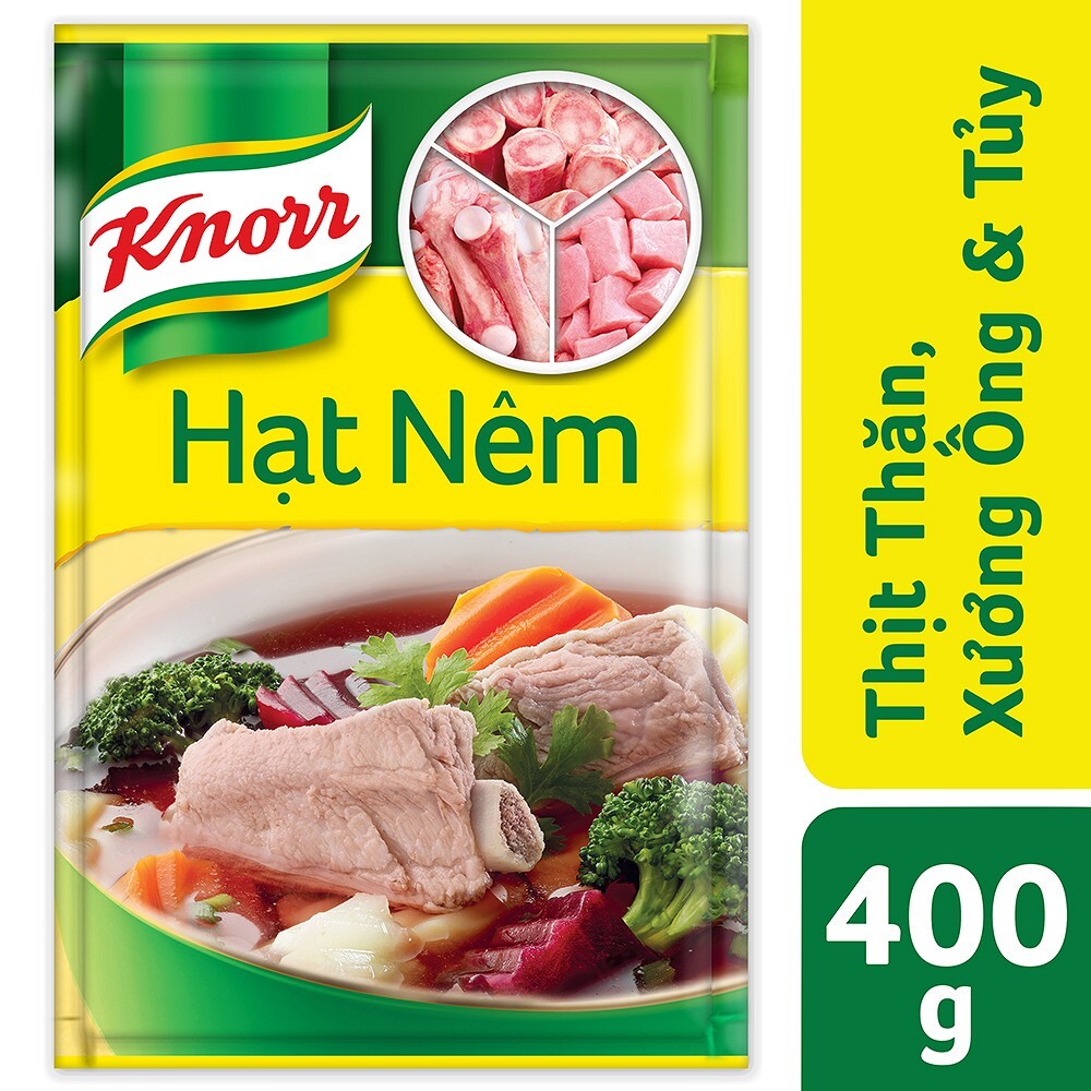 Hạt nêm thịt thăn, xương ống và tủy Knorr gói 400g