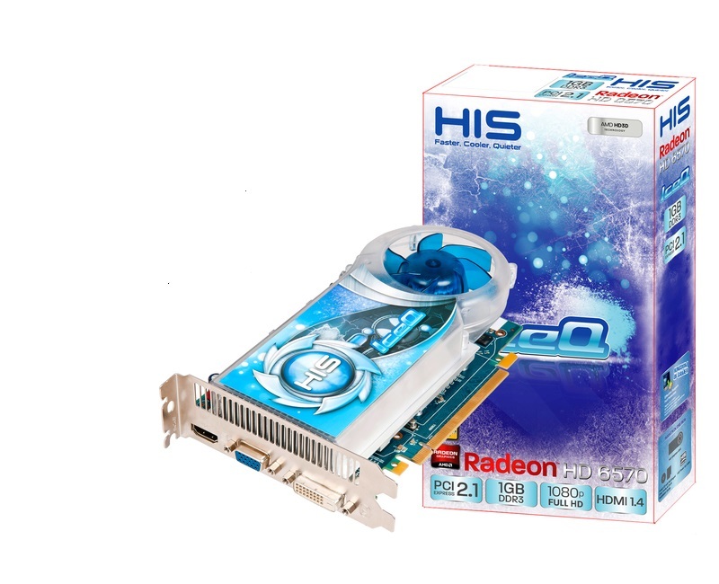 Card đồ họa (VGA Card) His 6570 IceQ H657QO1G - AMD Radeon HD6570, GDDR3, 1GB, 128-bit, PCI-E 2.1
