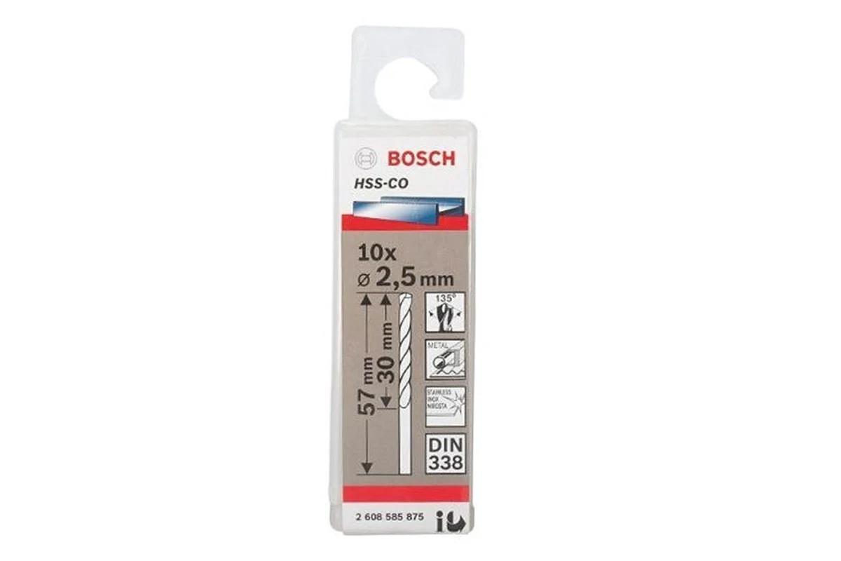 Hộp 10 mũi khoan Inox HSS-Co 2.5mm Bosch 2608585875