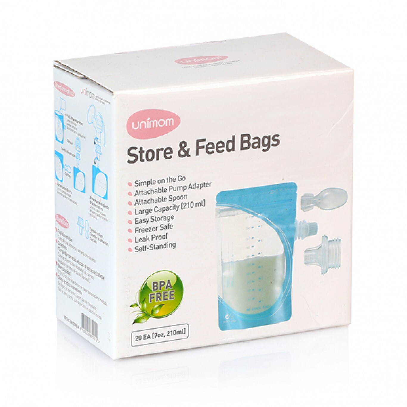 Hộp 50 túi trữ sữa mẹ và thức ăn cho bé ăn trực tiếp bằng thìa Unimom Hàn Quốc UM870329