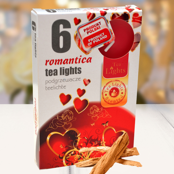 Hộp 6 nến thơm tinh dầu Tealight Admit Romantica QT026060 - gỗ đàn hương