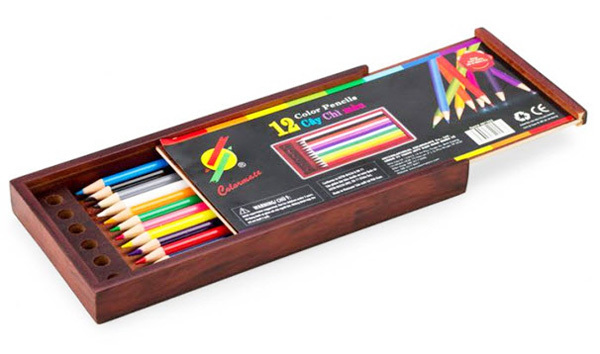 Hộp gỗ 12 cây bút chì màu thường Colormate 401563