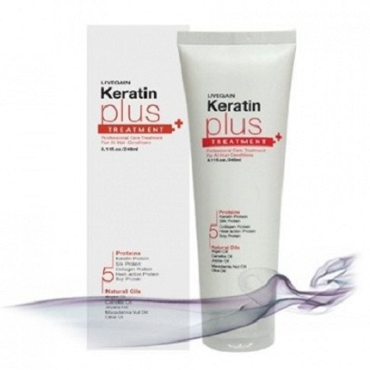 Kem ủ tóc chữa trị tóc hư tổn Livegain Keratin Plus Treatment - 240ml