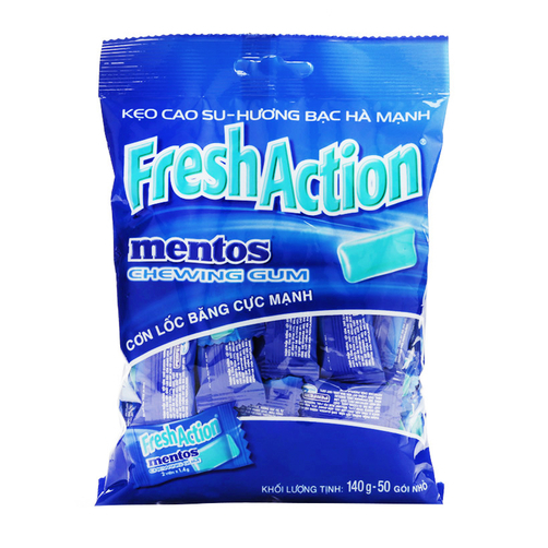 Kẹo cao su hương bạc hà mạnh Fresh Action Mentos gói 140g