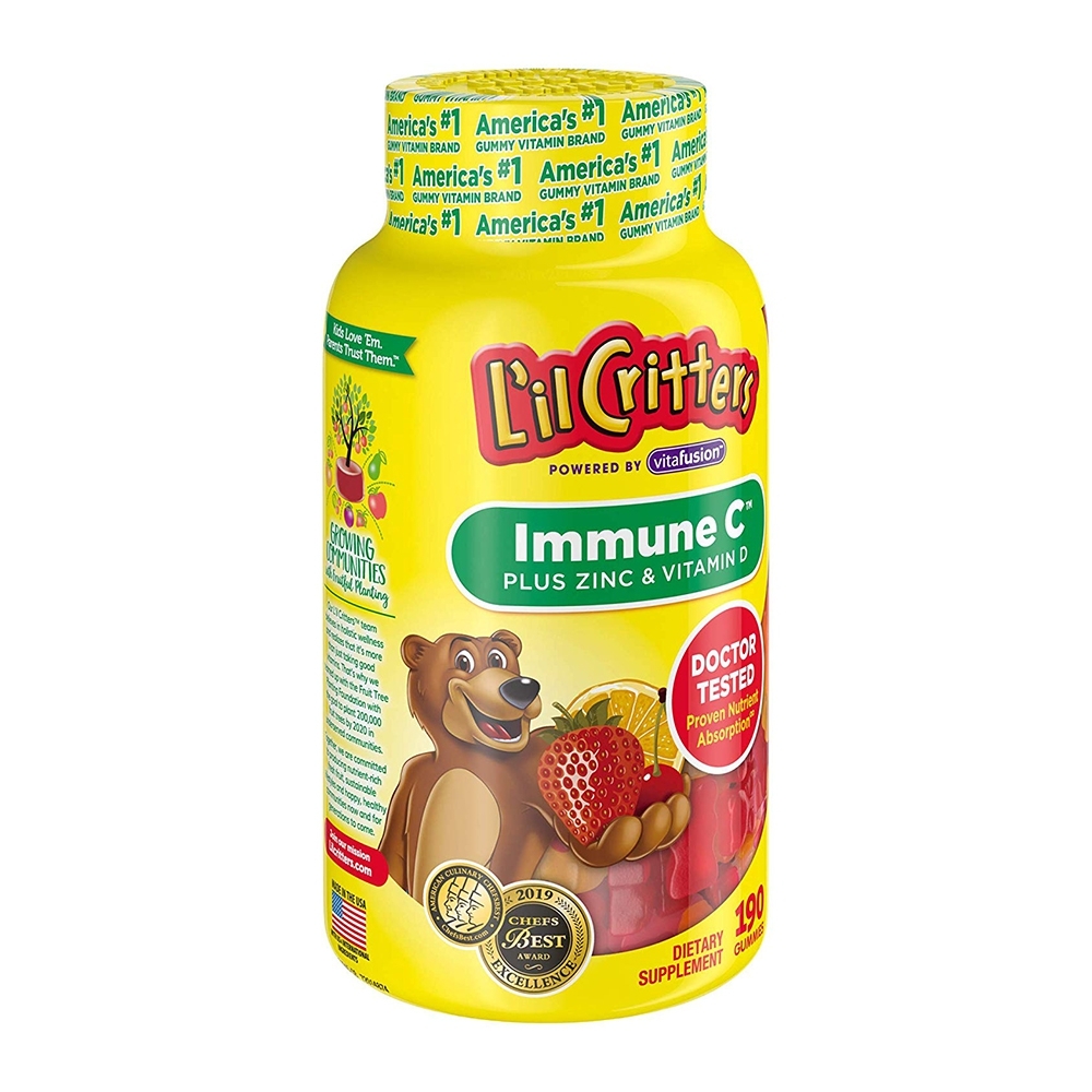 Kẹo dẻo gấu L'il Critters Immune Vitamin C Plus Zinc & Vitamin D - 190 viên