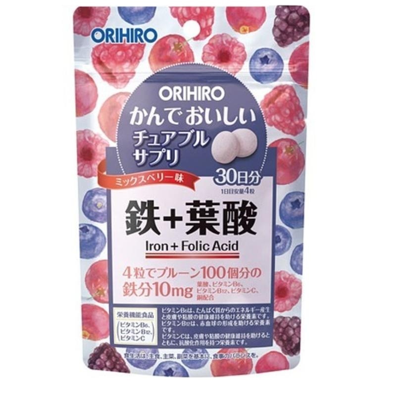 Kẹo ngậm bổ sung Sắt và Folic Acid Orihiro 120 viên