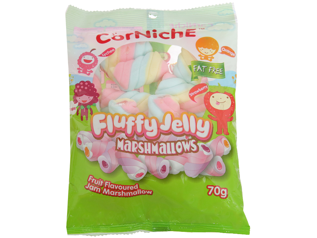 Kẹo xốp hương trái cây CorNichE Fluffy Jelly gói 70g