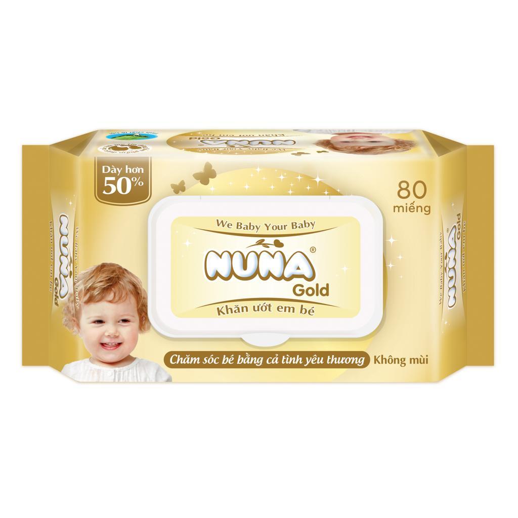 Khăn ướt em bé Nuna Gold không mùi gói 80 miếng