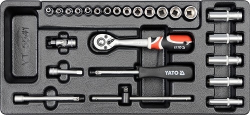 Khay bộ tuýp tay vặn tông hợp 1/4" 25 chi tiết Yato yt-5541