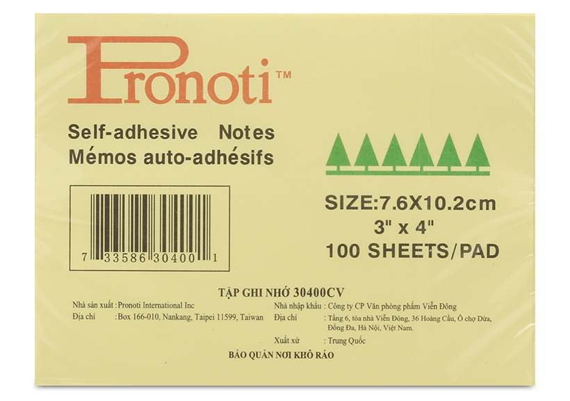 Giấy note Pronoti 30400CV 7,6 x 10,2cm 