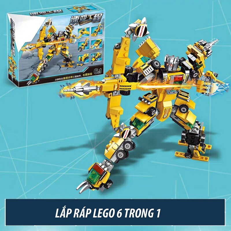 Lắp ráp lego 6 trong 1 robot biến hình  545 chi tiết JIQILE 41025A