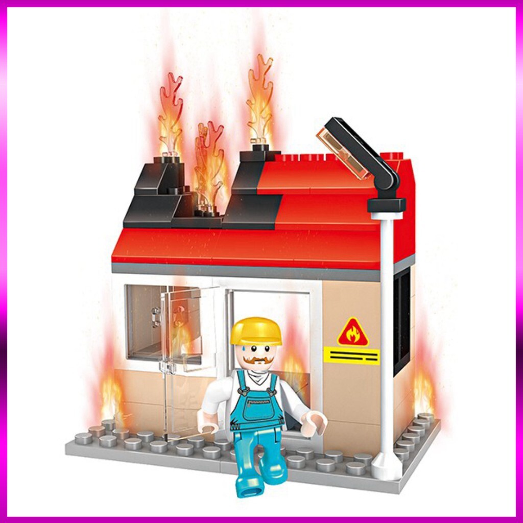 Lắp Ráp Rẻ Lego lắp ráp xe cứu hỏa 328 chi tiết COGO 4174