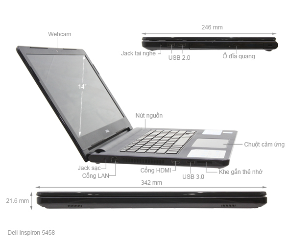 Laptop Dell Inspiron 14 5000 Series N5458E P64G001