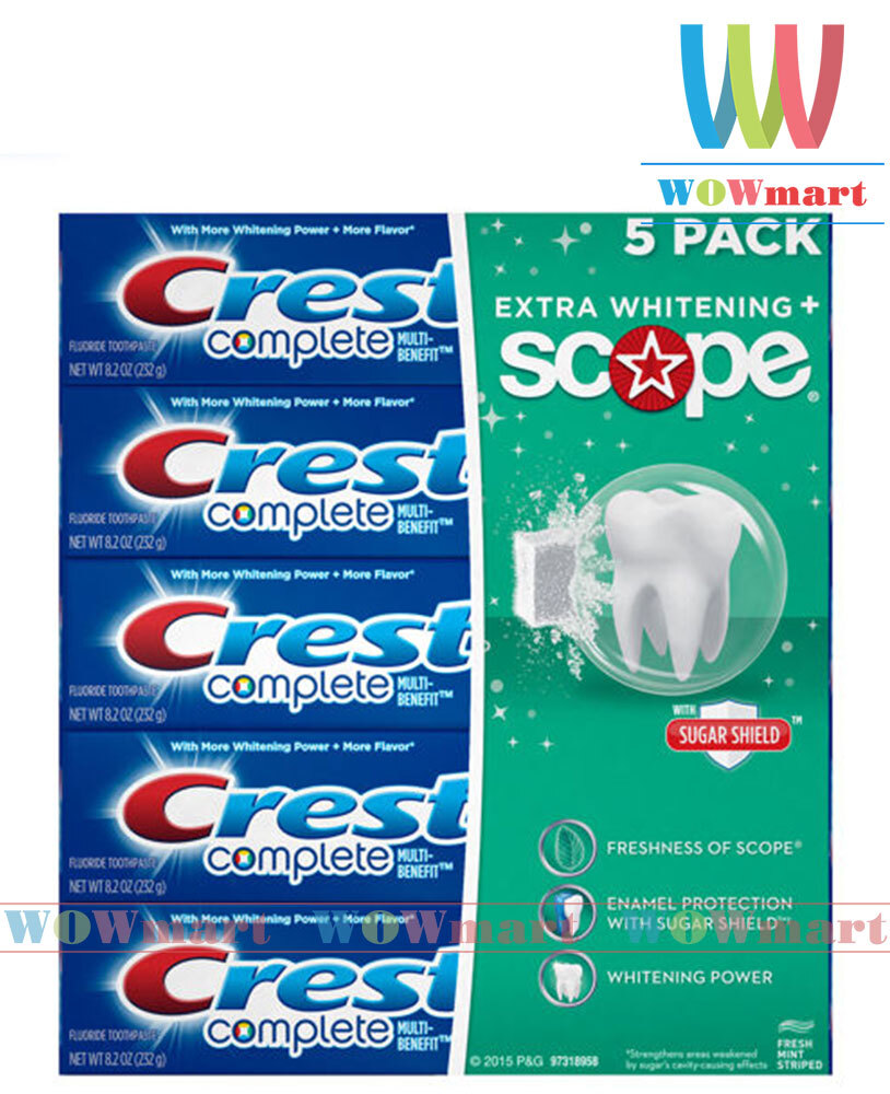 Lốc 5 hộp kem đánh răng Crest Complete Extra Whitening Scope 232g x5