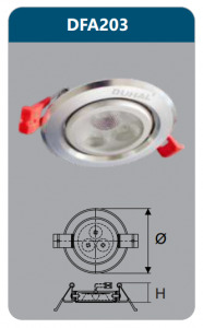 Đèn âm trần led chiếu điểm Duhal 3w DFA203 