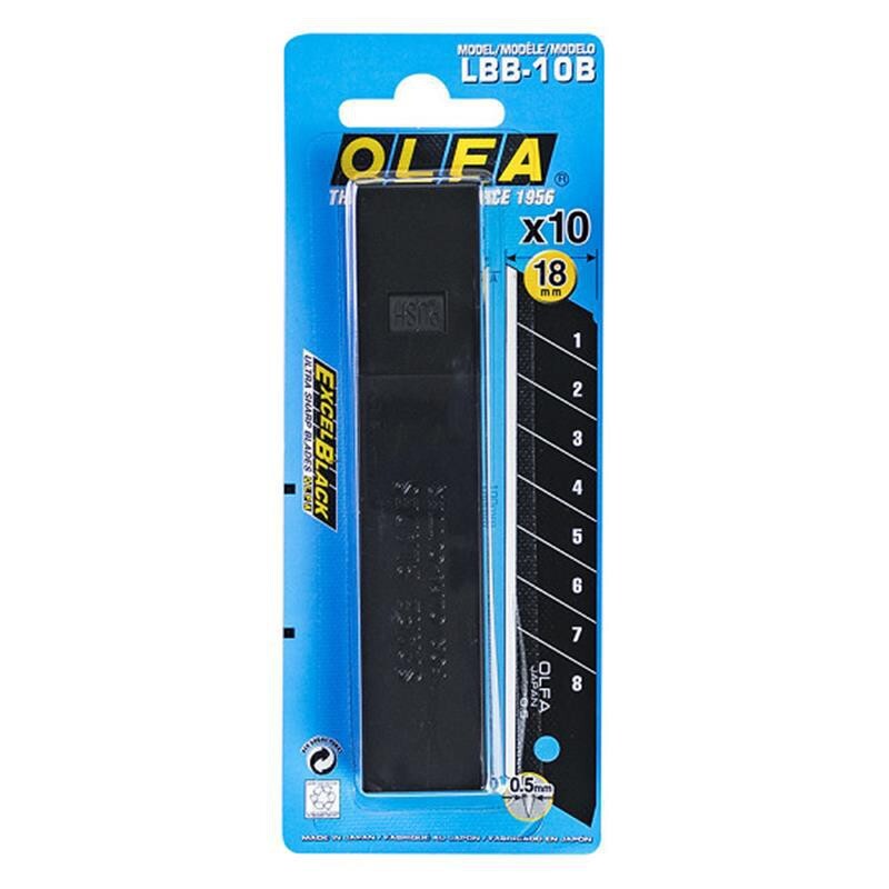 Lưỡi dao cắt màu đen 18mm Olfa LBB-10B hộp 10 lưỡi