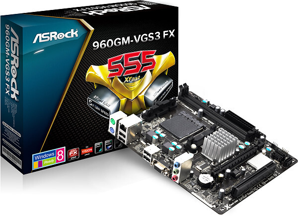 Bo mạch chủ (Mainboard) Asrock 960 GM-VGS3 FX - Socket AM3+, AMD 760G/SB710, 2 x DIMM, Max 16GB, DDR3