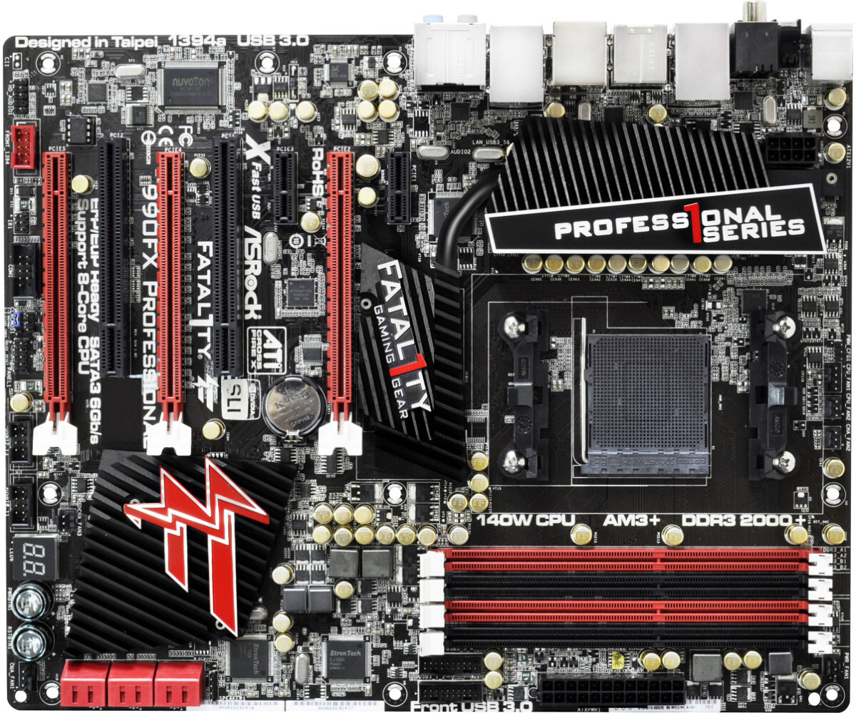 Bo mạch chủ (Mainboard) Asrock 990 Professional - Socket AM3, AMD 990FX/SB950, 4 x DIMM, Max 64GB, DDR3