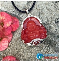 Mặt dây chuyền Phật di lặc thạch anh bọc bạc