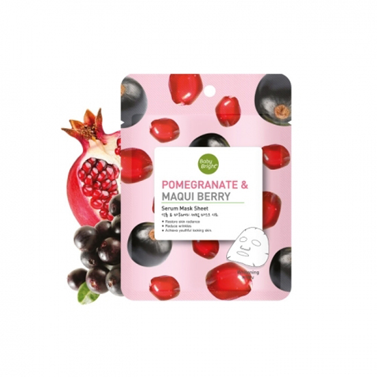 Mặt nạ lựu và quả maqui Baby Bright Pomegranate & Maqui Berry Serum Mask Sheet 20g