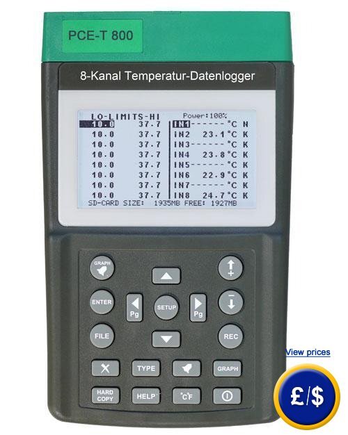 Máy đo nhiệt độ Data Logger 8 kênh PCE T800