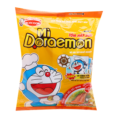 Mì Doraemon hương vị Tôm hấp sữa gói 62g