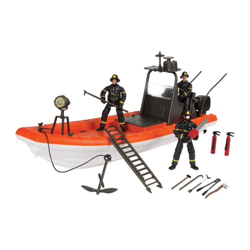 Mô hình đồ chơi WPK - Mô hình lính cứu hỏa với cano cao tốc cứu hỏa WF77328