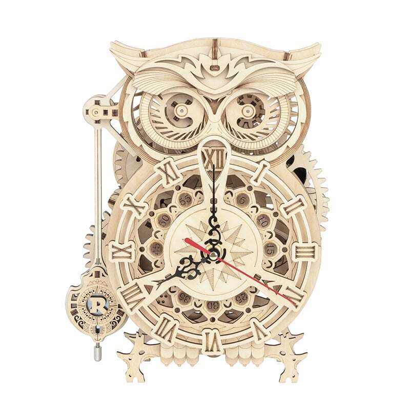 Mô hình gỗ lắp ráp 3D The Owl Clock (Đồng Hồ Con Cú) (Wood Color) - Robotime LK503 - WP145