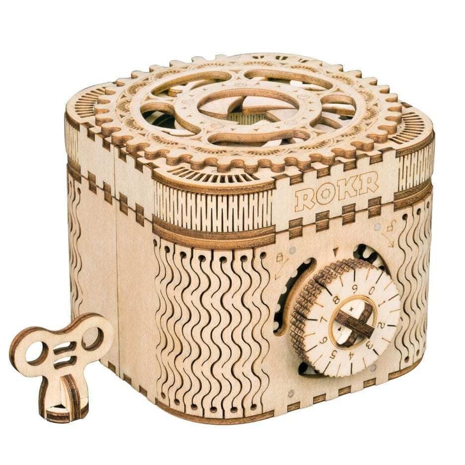 Mô hình gỗ lắp ráp 3D Treasure Box (Hộp Kho Báu) (Wood Color) - Robotime LK502 - WP003