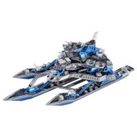 Mô hình kim loại lắp ráp 3D The Leader Ship No.01 (Thuyền Chiến Phi Cơ) (Silver, Blue) Microworld MP824