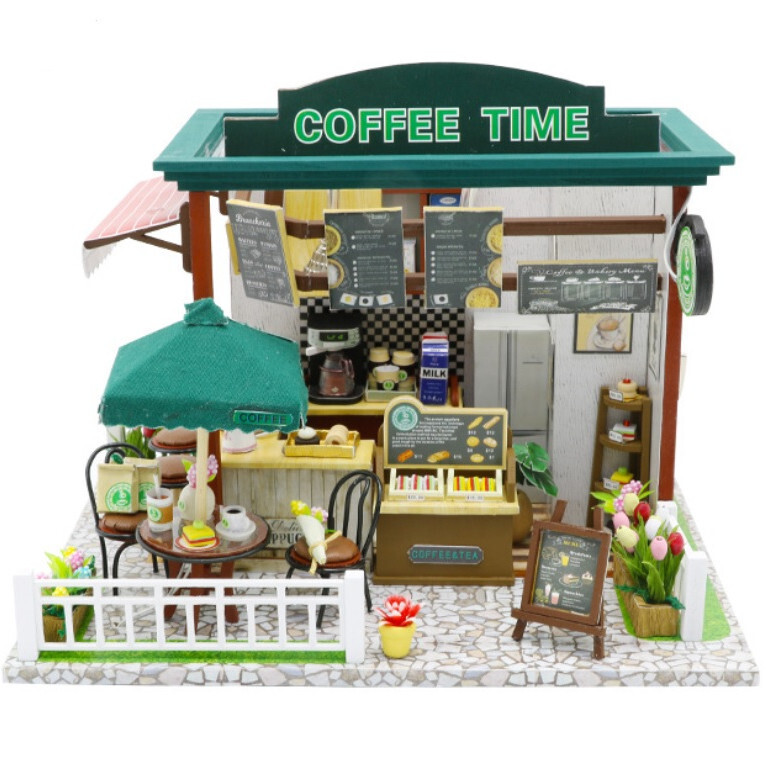 Mô hình nhà búp bê gỗ - Coffee Time - quán cafe thời gian