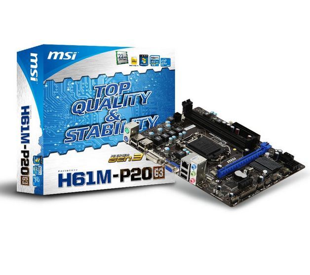 Bo mạch chủ - Mainboard MSI H61M-P20 (G3) - Socket 1555, Intel H61, 2 x DIMM, Max 16GB, DDR3