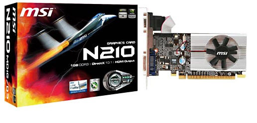 Card đồ họa (VGA Card) MSI N210-MD1G/D3 - NVIDIA GeForce210 , 1gb , 64 bits, GDDR3 , PCI Express x16 2.0