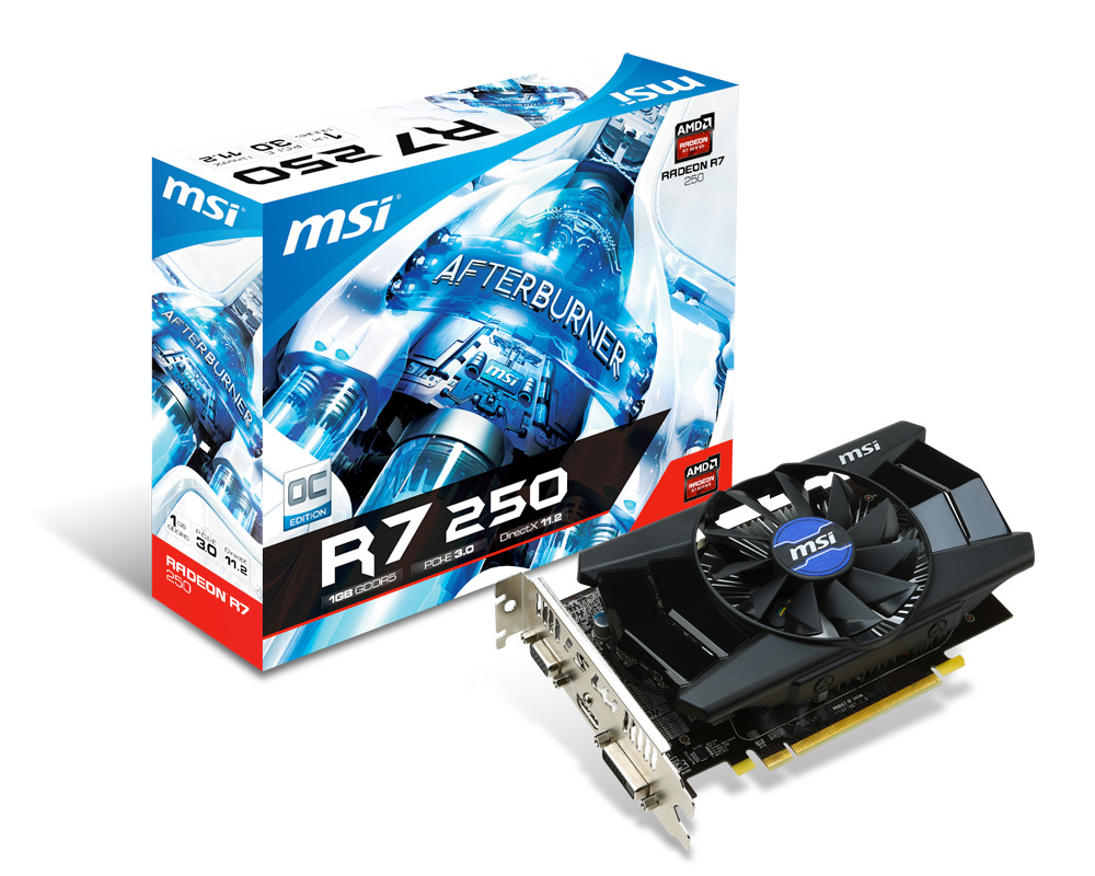 Card đồ họa (VGA Card) MSI R7 250 1GD5 OC - Radeon R7 250, GDDR5, 1GB, 128 bits, PCI E 3.0