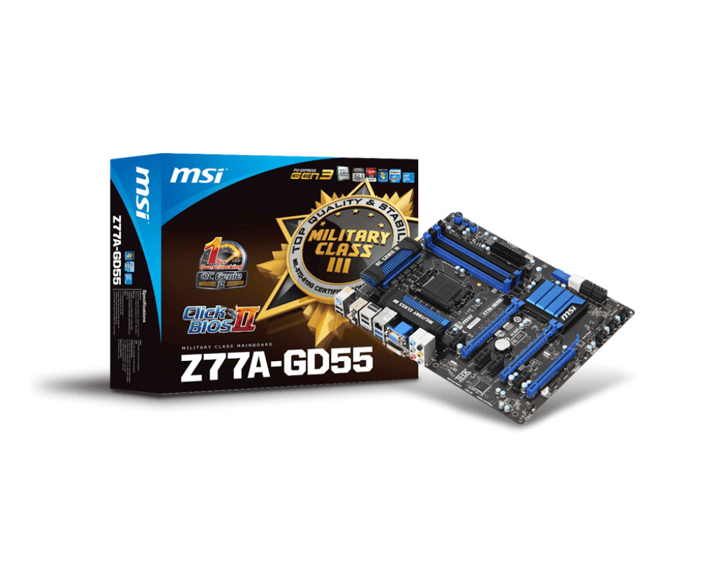 Bo mạch chủ - Mainboard MSI Z77A-GD55 - Socket 1155, Intel Z77, 4 x DIMM, Max 32GB, DDR3