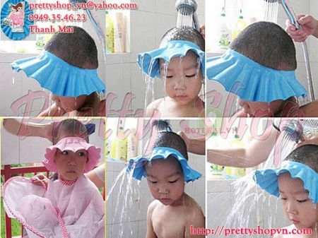 Mũ chắn nước khi tắm và chắn tóc khi cắt tóc cho bé - BE008